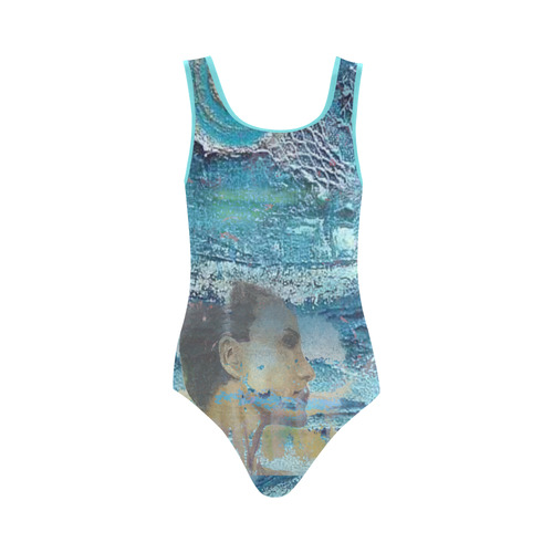 Sea collage Vest One Piece Swimsuit (Model S04)