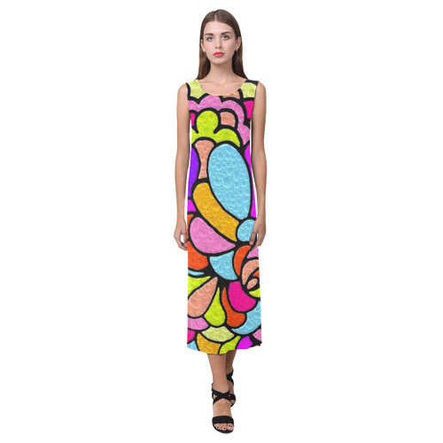 Pattern Drops by Popart Lover Phaedra Sleeveless Open Fork Long Dress (Model D08)