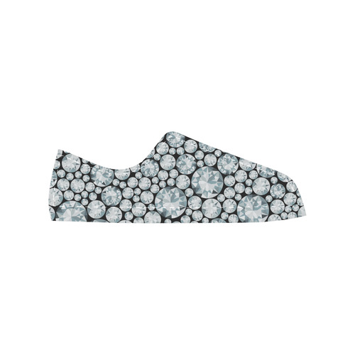 Luxurious white Diamond Pattern Women's Classic Canvas Shoes (Model 018)