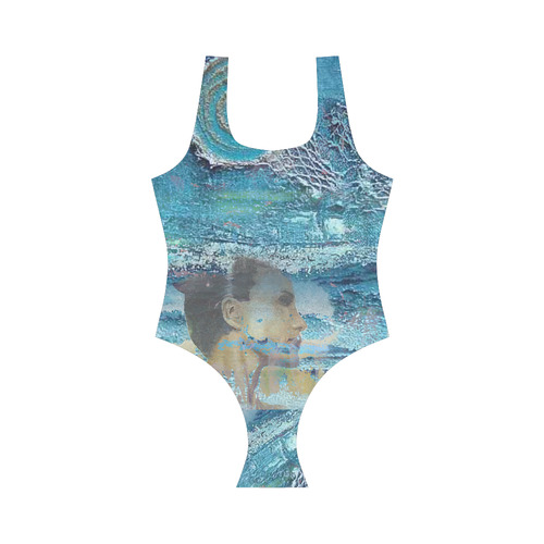 Sea collage Vest One Piece Swimsuit (Model S04)