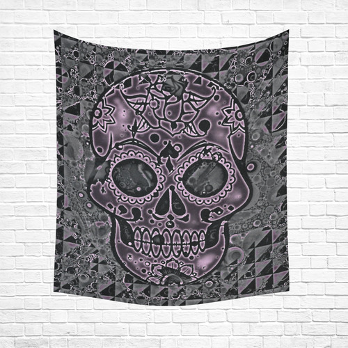 skull pink Cotton Linen Wall Tapestry 51"x 60"
