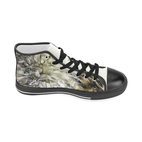 MAGIC SWIRL RIPPLES black brown cream Women's Classic High Top Canvas Shoes (Model 017)