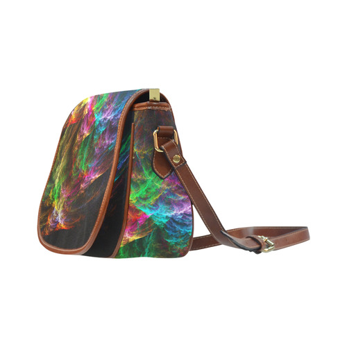 Colorful Abstract Fractal Tornado Saddle Bag/Small (Model 1649) Full Customization