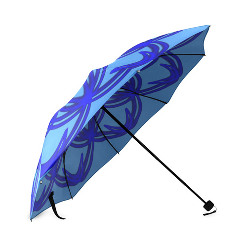 Blue mandala umbrella Foldable Umbrella (Model U01)