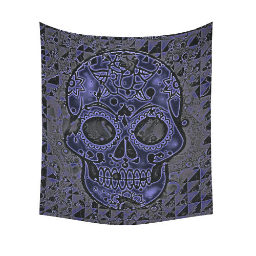 skull blue Cotton Linen Wall Tapestry 51"x 60"