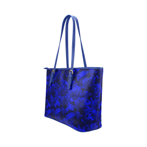A202 Blue Peaks Abstract Leather Tote Bag/Large (Model 1651)