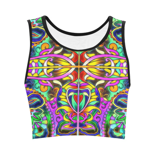 Oriental Ornaments Mosaic multicolored Women's Crop Top (Model T42)