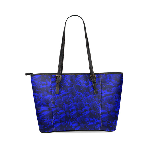 A202 Blue Peaks Abstract Leather Tote Bag/Small (Model 1640)