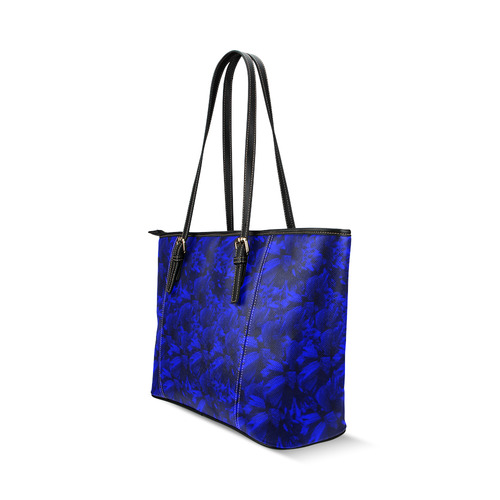 A202 Blue Peaks Abstract Leather Tote Bag/Large (Model 1640)