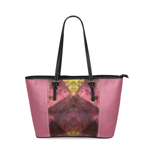 Pink Purple PATTERN GARDEN NO6-Design-9_ Leather Tote Bag/Small (Model 1640)