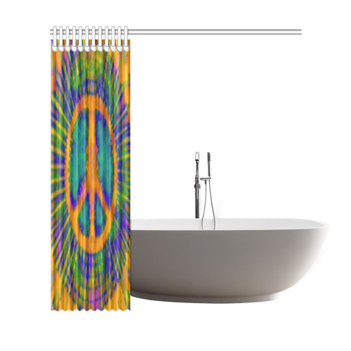 Psychedelic Tie Dye Trippy Peace Sign Shower Curtain 69"x72"