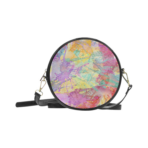 Watercolor Painting Splashes Pastel Multicolored Round Sling Bag (Model 1647)