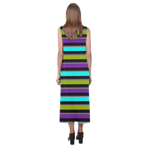 retro stripe 1 Phaedra Sleeveless Open Fork Long Dress (Model D08)