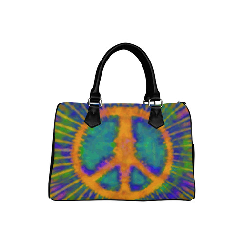 Psychedelic Tie Dye Trippy Peace Sign Boston Handbag (Model 1621)