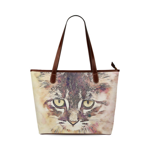 watercolor cat Shoulder Tote Bag (Model 1646)