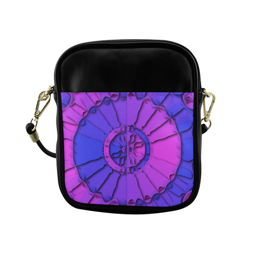 Abstract Mandala Psychedelic Shadow Pink Blue Sling Bag (Model 1627)