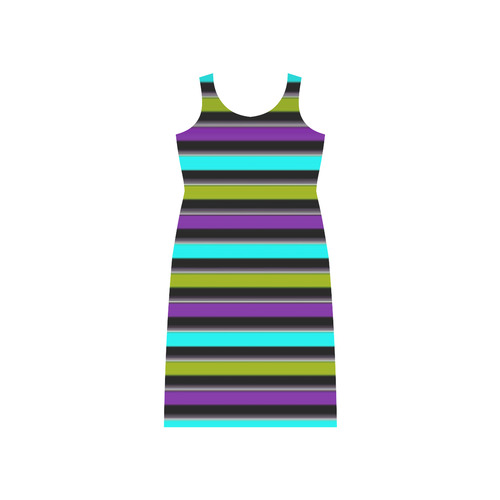 retro stripe 1 Phaedra Sleeveless Open Fork Long Dress (Model D08)