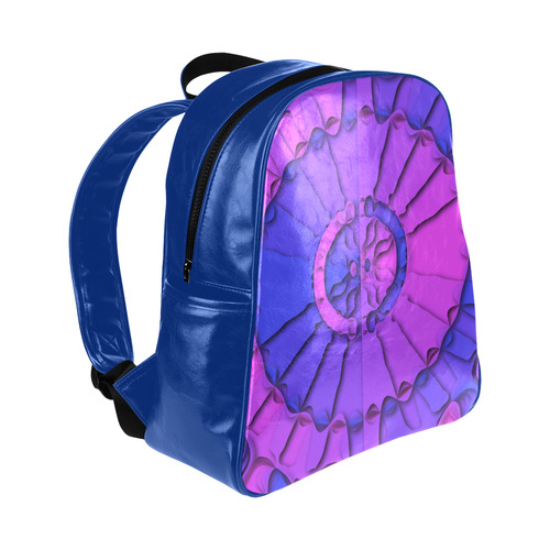 Abstract Mandala Psychedelic Shadow Pink Blue Multi-Pockets Backpack (Model 1636)