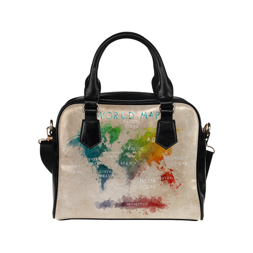 world map Shoulder Handbag (Model 1634)