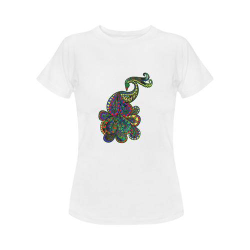 Abstract peacock drawing Women's Classic T-Shirt (Model T17）