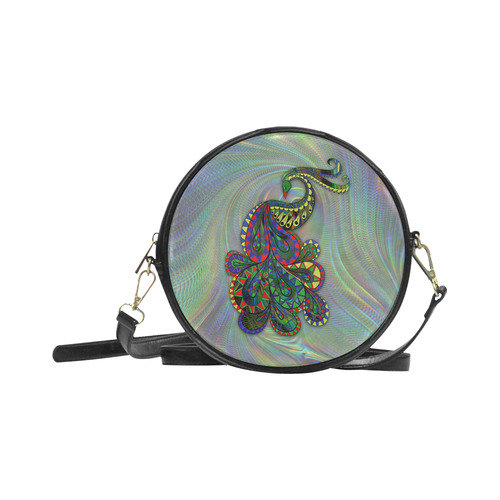 Abstract Peacock Drawing Round Sling Bag (Model 1647)