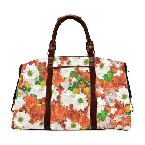 Green Orange White Daisies Classic Travel Bag (Model 1643)