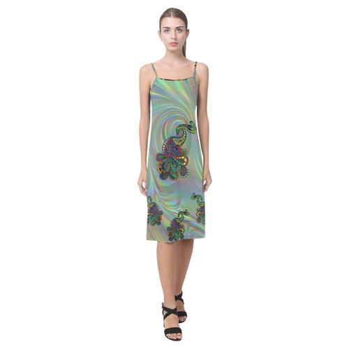 Abstract peacock drawing Alcestis Slip Dress (Model D05)