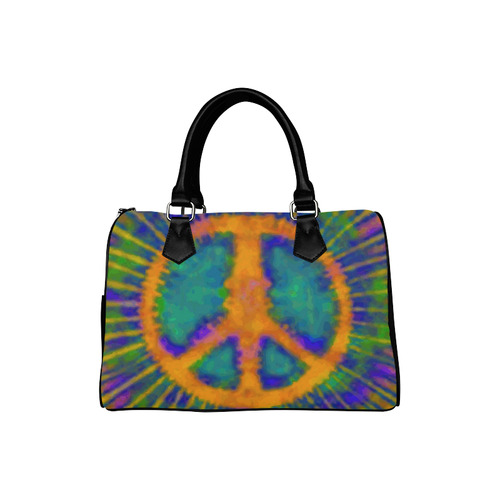 Psychedelic Tie Dye Trippy Peace Sign Boston Handbag (Model 1621)