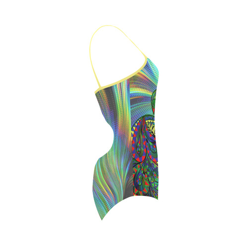 Abstract peacock drawing Strap Swimsuit ( Model S05)