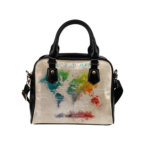 world map Shoulder Handbag (Model 1634)