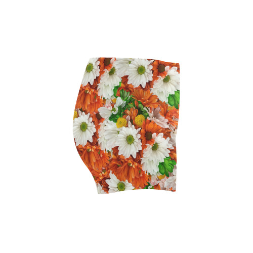 Green Orange White Daisies Briseis Skinny Shorts (Model L04)