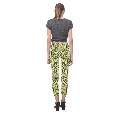 Golden Hologram Fractal Abstract Capri Legging (Model L02)