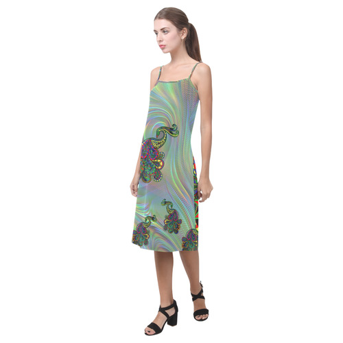 Abstract peacock drawing Alcestis Slip Dress (Model D05)
