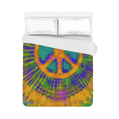 Psychedelic Trippy Peace Sign Tie Dye Duvet Cover 86"x70" ( All-over-print)