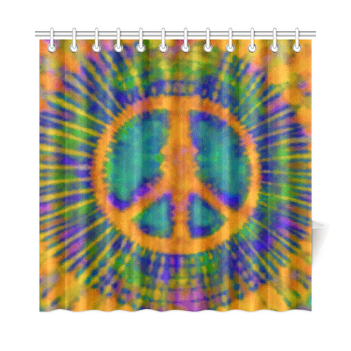 Psychedelic Tie Dye Trippy Peace Sign Shower Curtain 72"x72"