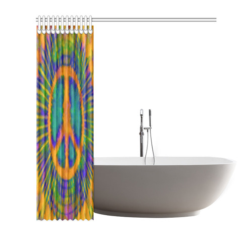 Psychedelic Tie Dye Trippy Peace Sign Shower Curtain 72"x72"