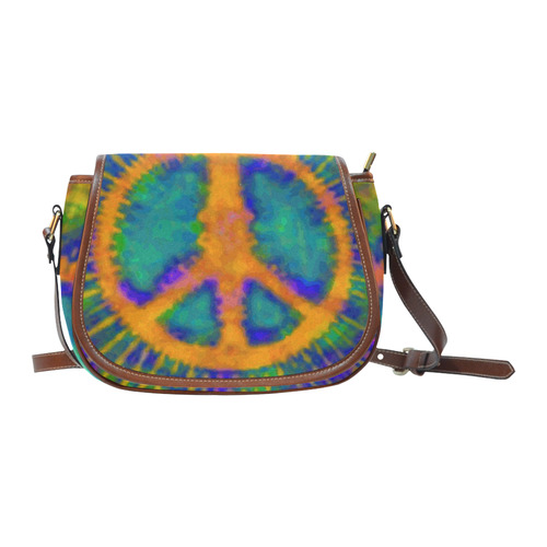 Psychedelic Tie Dye Trippy Peace Sign Saddle Bag/Large (Model 1649)