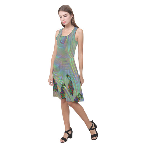 Abstract peacock drawing Atalanta Casual Sundress(Model D04)