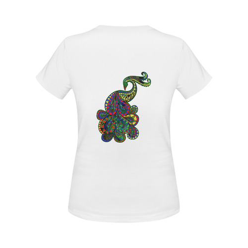 Abstract peacock drawing Women's Classic T-Shirt (Model T17）