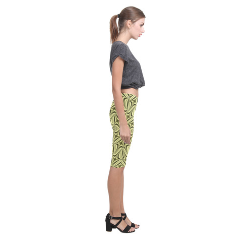 Golden Hologram Fractal Abstract Hestia Cropped Leggings (Model L03)