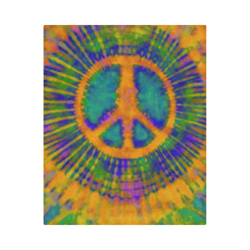 Psychedelic Trippy Peace Sign Tie Dye Duvet Cover 86"x70" ( All-over-print)