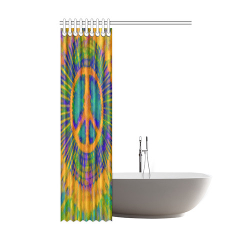 Psychedelic Trippy Peace Sign Tie Dye Shower Curtain 48"x72"