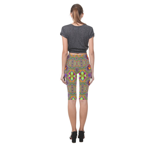 Swathed in Colors Fractal Abstract Hestia Cropped Leggings (Model L03)