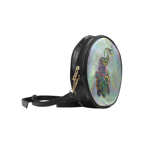 Abstract Peacock Drawing Round Sling Bag (Model 1647)