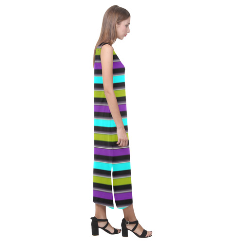 retro stripe 1 Phaedra Sleeveless Open Fork Long Dress (Model D08)