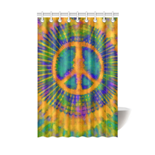 Psychedelic Trippy Peace Sign Tie Dye Shower Curtain 48"x72"