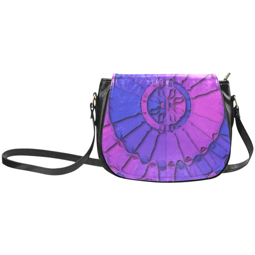 Abstract Mandala Psychedelic Shadow Pink Blue Classic Saddle Bag/Small (Model 1648)