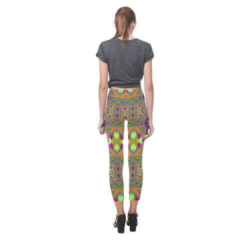 Swathed in Colors Fractal Abstract Capri Legging (Model L02)
