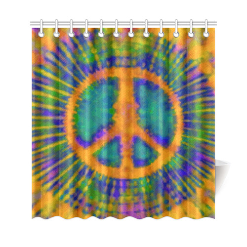 Psychedelic Tie Dye Trippy Peace Sign Shower Curtain 69"x72"