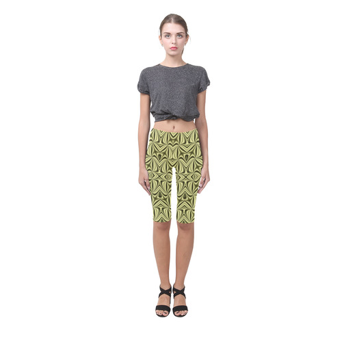 Golden Hologram Fractal Abstract Hestia Cropped Leggings (Model L03)